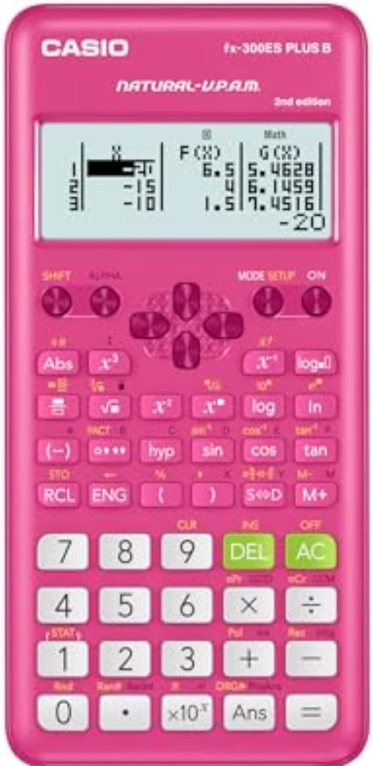 Casio fx-300ES Plus 2nd Edition Scientific Calculator, 262 Functions, Natural Textbook Display, Pink