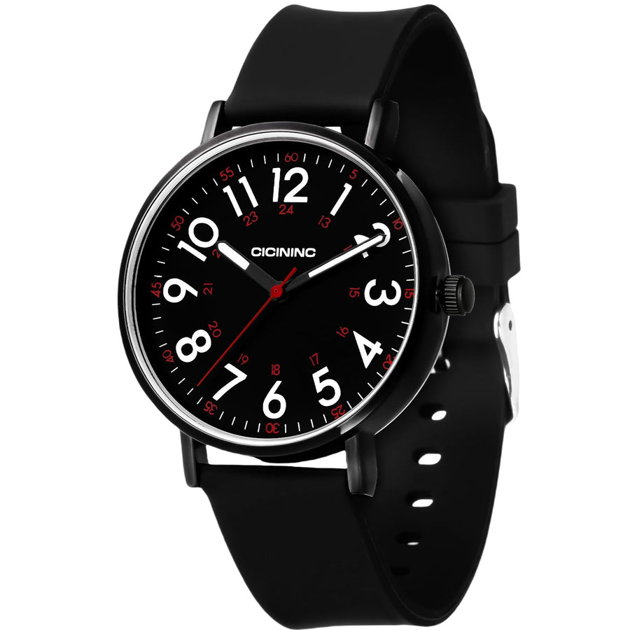 Watch with Second Hand Nursing for Women, Analog Watches for Nurses, 12/24 Hour Military Time, Easy Read Dial, Colorful Silicone Band