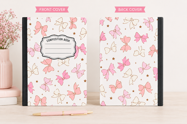 Pink Bow Hardcover Composition Notebook