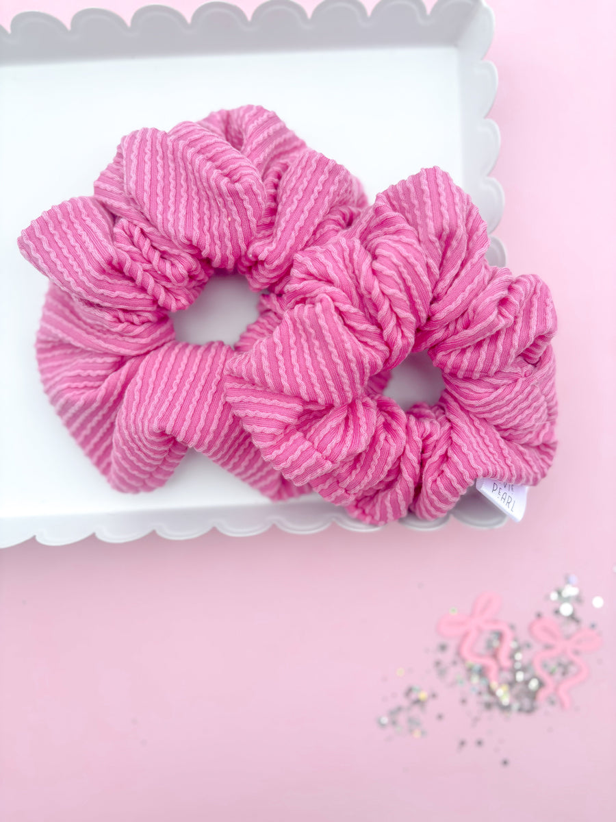 Taffy Pink Ribbed Oversized Scrunchy