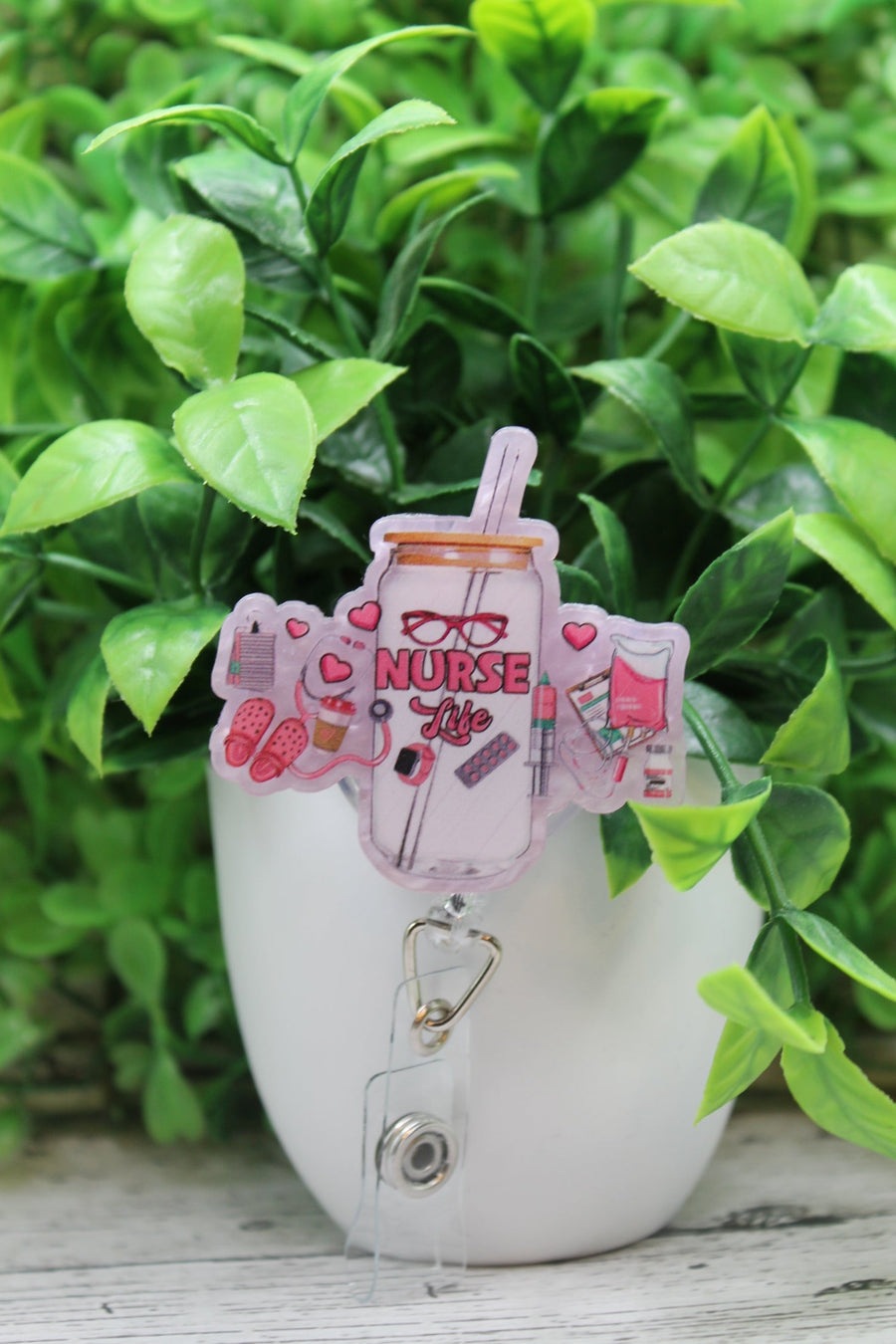 Nurse Collage Tumbler Badge Reel